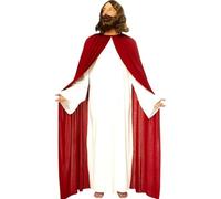 Costume de Jésus, Costume de Jésus respirant, Robe drôle pour adulte avec manteau blanc et cape rouge pour Halloween, Pâques, spectacles, Noël