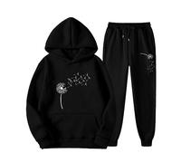 Costume de Jogging pour Femme, Sweat à Capuche, Pantalon de survêtement, Haut à Manches Longues, Pantalon Grande Taille avec Poches, Ensemble 2 pièces, Costume imprimé Battement de cœur