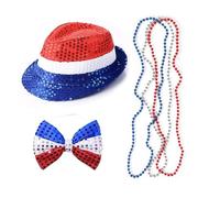 Costume de jour de l'Indépendance Sam Accessoires Chapeau haut-de-forme Chapeau à paillettes Bandeau Collier Bas pour homme et femme