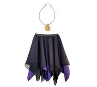 Costume de jupe Ursula pour femme adulte Halloween sirène collier Ariel noir violet (XS-S)