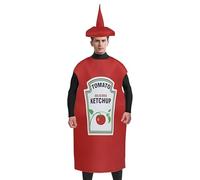 Costume de ketchup - 101,6 cm - Accessoires alimentaires en polyester - Tenue unisexe pour couple - Jeu de rôle - Robe fantaisie pour Halloween, fêtes et événements, cosplay, spectacles de