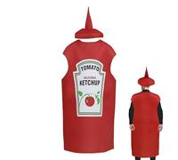 Costume de ketchup - Tenue amusante, tissu léger et confortable, design facile à porter | Robe de ketchup moutarde pour fête d'Halloween, hommes, femmes, adultes, couple, jeu de rôle