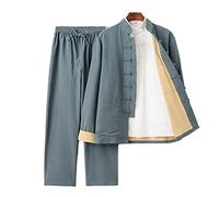 Costume de Kung Fu en coton et lin pour hommes, costume de méditation pour arts martiaux, chemise double couche, pantalon, ensemble 3 pièces, uniforme de Taichi, vêtements traditionnels chinois, cos
