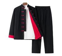 Costume de Kung Fu en coton et lin pour hommes, costume de méditation pour arts martiaux, chemise double couche, pantalon, ensemble 3 pièces, uniforme de Taichi, vêtements traditionnels chinois, cos