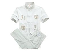 Costume de Kung Fu en Coton for Hommes, Uniforme WU Shu brodé, vêtements Tai Chi à Manches Courtes ML XL XXL XXXL pour Tai Chi, Arts Martiaux(Color 5,XXL)