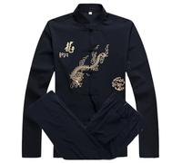 Costume de Kung Fu en Coton for Hommes, Uniforme WU Shu brodé, vêtements Tai Chi à Manches Courtes ML XL XXL XXXL pour Tai Chi, Arts Martiaux(Color 9,L)