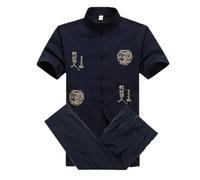 Costume de Kung Fu en Coton for Hommes, Uniforme WU Shu brodé, vêtements Tai Chi à Manches Courtes ML XL XXL XXXL pour Tai Chi, Arts Martiaux(Color 8,XXL)