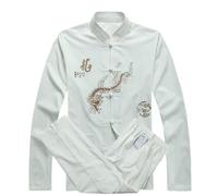 Costume de Kung Fu en Coton for Hommes, Uniforme WU Shu brodé, vêtements Tai Chi à Manches Courtes ML XL XXL XXXL pour Tai Chi, Arts Martiaux(Color 12,XL)