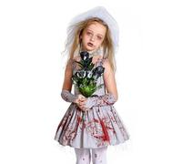Costume de la mariée d'Halloween - Robe tutu sanglante, robe de mariée de cadavre | Veille en dentelle gothique, ensemble d'accessoires Glovelettes, couches en tulle en détresse, idéal pour les mariag