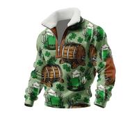 Costume de la Saint-Patrick pour homme - Sweat-shirt de la fête nationale irlandaise - Col en V - Pull festif - Trèfle porte-bonheur - Manches longues - Ample - Décontracté - Chemise de sport, 10