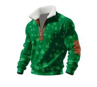 Costume de la Saint-Patrick pour homme - Sweat-shirt de la fête nationale irlandaise - Col en V - Pull festif - Trèfle porte-bonheur - Manches longues - Ample - Décontracté - Chemise de sport, 9-vert