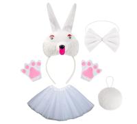Costume de lapin blanc, costume de Pâques | Oreilles de lapin et de queue - Vêtements réglables et confortables pour cosplay, fêtes d'Halloween, fêtes de Pâques, conventions d'anime