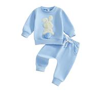 Costume de lapin de Pâques 2026 pour enfant, survêtement à manches longues pour bébés et tout-petits, convient pour les fêtes de Pâques, bleu, 18-24 mois