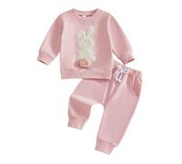 Costume de lapin de Pâques 2026 pour enfant, survêtement à manches longues pour bébés et tout-petits, convient pour les fêtes de Pâques, rouge, 18-24 mois