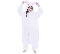 Costume de lapin Kigurumi en peluche pour Halloween Blanc