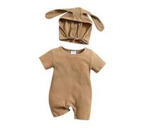 Costume de lapin pour bébé - Grenouillère mignonne - Costume d'animal mignon - Combinaison douce et douillette - Avec capuche - Oreilles de lapin - Combinaison pour les fêtes de famille au printemps
