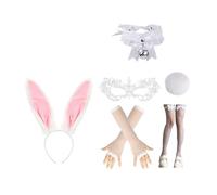 Costume de lapins pour femme avec serre-tête, nœud papillon, poignets et queue, accessoires pour Pâques, Halloween, cosplay, fête, costume de lapin animal de Pâques