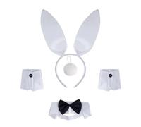 Costume de lapins pour femme comprenant serre-tête, nœud papillon, poignets et queue - Accessoires pour Pâques, Halloween, cosplay, fête de Pâques