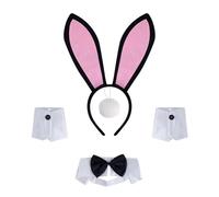 Costume de lapins pour femme comprenant serre-tête, nœud papillon, poignets et queue - Accessoires pour Pâques, Halloween, cosplay, fête de Pâques