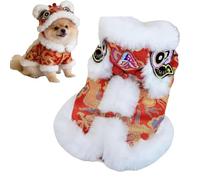 Costume de lion chinois pour chien - Manteau de danse du Nouvel An, manteau de danse du printemps pour chiens de petite et moyenne taille, parfait pour Teddy, schnauzer et bichon frisé (taille S)