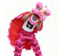 Costume de Lion Pour La Danse du Dragon, Tête de Lion du Sud, Accessoire de Spectacle Folklorique Pour L'éveil du Dragon, en Extérieur(Rose Red,L)