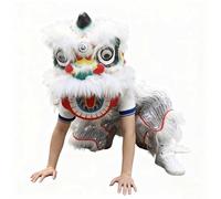 Costume de Lion Pour La Danse du Dragon, Tête de Lion du Sud, Accessoire de Spectacle Folklorique Pour L'éveil du Dragon, en Extérieur(White,M)