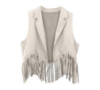 Costume de l'Oktoberfest pour fille - Veste en daim - Costume de cowgirl occidental pour enfants - Gilet d'été à pompons - Style années 70 - Style hippie - Gilet à franges sur le devant - Style bohème