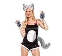 Costume de loup pour adulte - Queue artificielle, oreilles et gants, confortable, accessoire de tenue d'Halloween et de cosplay pour fête d'anime, carnaval, déguisement à thème