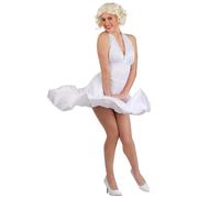 Costume de luxe Marilyn dos nu pour femme, robe blonde, tenue d'icône hollywoodienne, blanc, Large