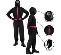 Costume De Luxe Pour Adulte De Superviseur Squid Game De Netflix + Masque