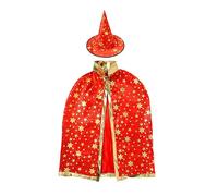 Costume De Magicien pour Adultes, Cape Et Chapeau De Sorcière Déguisement Carnaval Adulte Étoiles Dorées Chic Élégants Ensemble pour Femmes Hommes Médiévale Halloween Fête à Thème Cosplay