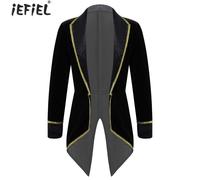 Costume de maître de cirque pour enfants, filles et garçons, fête à thème de carnaval, Cosplay Showman magicien, veste de smoking à manches longues Burgundy