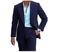 Costume de mariage à revers cranté pour homme - Coupe droite - Un bouton - Pour mariage, bal de fin d'année, veste, pantalon, costume de garçon d'honneur, bleu marine, 27