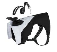 Costume de mariage pour chien - Chiot | Nœud papillon de mariage Doges Prince avec corde de traction, tenue animale, vêtements de fête, vêtements formels pour animaux de compagnie pour