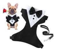 Costume de mariage pour chien - pour chiot avec nœud papillon et laisse | Vêtements formels pour animaux de compagnie, vêtements pour chien, style prince pour mariages, fêtes et occasions