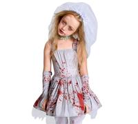 Costume de mariée d'Halloween - Ensemble de robe cadavre sanglante | Tenue tutu avec voile et gants - Accessoires pour fêtes, cosplay, soirée, spectacle, événement, festival