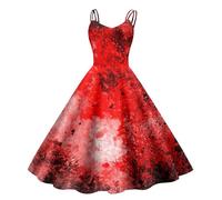 Costume de mariée zombie d'Halloween - Infirmière effrayante - Robe de zombie effrayante - Robe d'Halloween - Mode - Robe imprimée - Motif d'éclaboussures de sang - Robe de fête trapèze