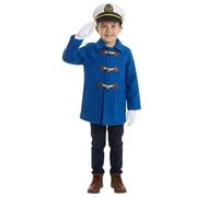 Costume de marin bleu pour enfant - Tenue classique de style nautique avec veste, chapeau de marin et gants - Déguisement pour enfants, Halloween, jeu scolaire, fête
