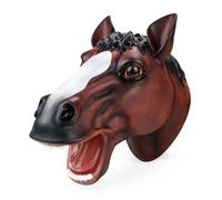 Costume de marionnette à main en forme de tête d'animal - Fournitures amusantes pour cosplay, fête - Costume interactif - Marionnette à main (cheval rouge)