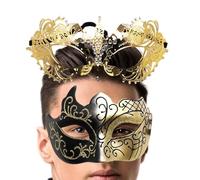 Costume de mascarade pour couple - 2 masques de mascarade - Cache-visage scintillant pour elle et lui - Accessoire de fête pour homme et femme