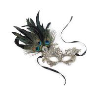 Costume de mascarade pour femme avec strass et plumes vénitiennes - Pour fête, soirée, bal de fin d'année, Halloween, cosplay, costume - Ensemble d'accessoires pour homme et femme