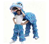 Costume de Mascotte de Danse du Lion, Danse Traditionnelle Chinoise du Dragon et du Lion Pour Fête, Carnaval et Festival(Blue,S)
