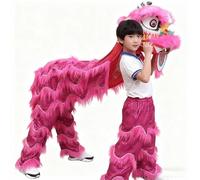 Costume de Mascotte de Danse du Lion, Danse Traditionnelle Chinoise du Dragon et du Lion Pour Fête, Carnaval et Festival(Rose Red,L)