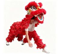 Costume de Mascotte de Danse du Lion, Danse Traditionnelle Chinoise du Dragon et du Lion Pour Fête, Carnaval et Festival(Red,L)