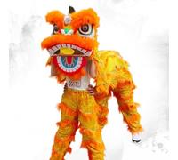 Costume de Mascotte de Danse du Lion, Danse Traditionnelle Chinoise du Dragon et du Lion Pour Fête, Carnaval et Festival(Orange,L)