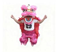 Costume de Mascotte de Danse du Lion, Lion du Sud, Art Folklorique Chinois, Robe de Cosplay, Tailles S, M, L(Rose Red,S)