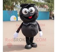 Costume De Mascotte Redbrokoly Boule De Pétanque Noire Habillée D'un Pantacourt Et De Ceintures De Smoking Multicolore