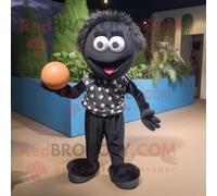 Costume De Mascotte Redbrokoly Boule De Pétanque Noire Habillée D'un Pantacourt Et De Ceintures De Smoking Multicolore