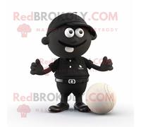 Costume De Mascotte Redbrokoly Boule De Pétanque Noire Habillée D'un Pantacourt Et De Ceintures De Smoking Multicolore
