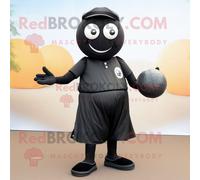 Costume De Mascotte Redbrokoly Boule De Pétanque Noire Habillée D'un Pantacourt Et De Ceintures De Smoking Multicolore